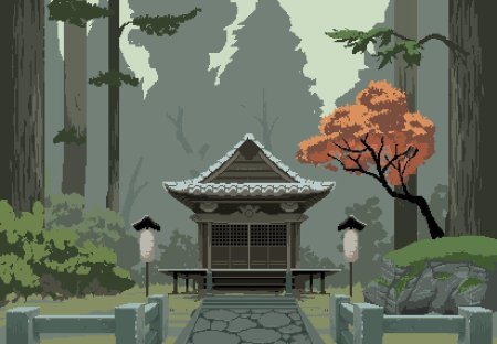 Япония пиксель арт x\\