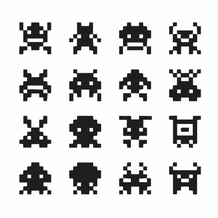 Черно белый пиксель арт