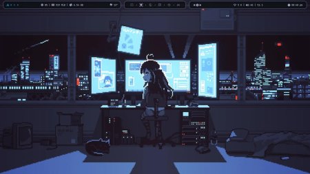 Пиксельная комната с компьютером