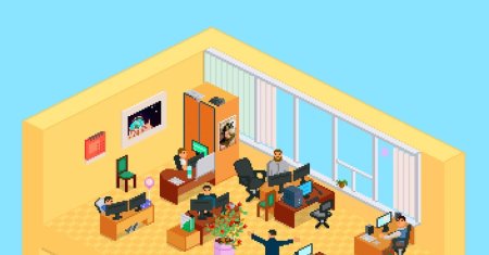 Офис пиксель арт