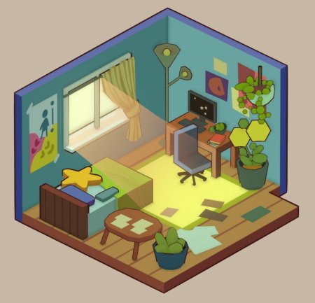 Комната в изометрии в иллюстраторе