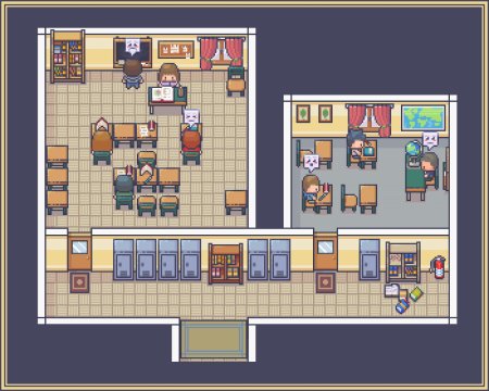 Пиксельная комната вид сверху