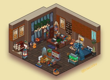 Пиксель арт дом внутри