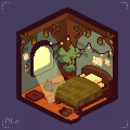 Isometric pixel art room