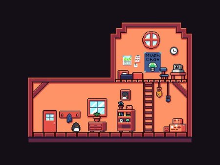 Пиксельный дом внутри