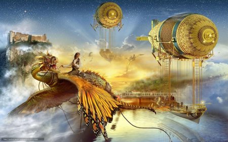 Летающий корабль стимпанк дракон