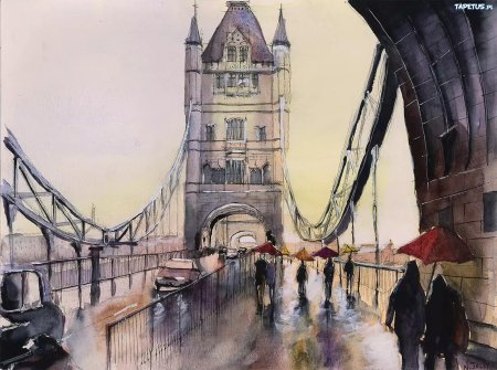 Лондон тауэрский мост акварель