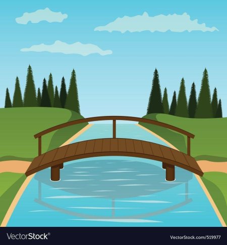 Деревянный мостик через речку