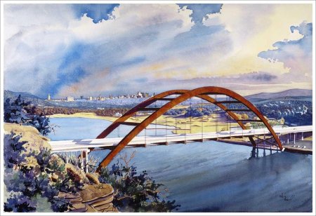 Крымский мост акварелью
