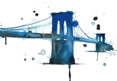 Бруклинский мост акварель