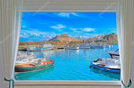 Фотообои окно с видом на море