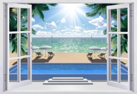 Фотообои вид из окна на море в д