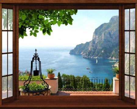 Фотообои окно с видом на море