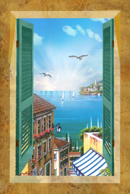 Окно с видом на море живопись