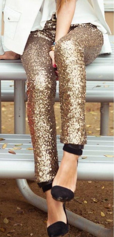 Брюки с золотыми блестками