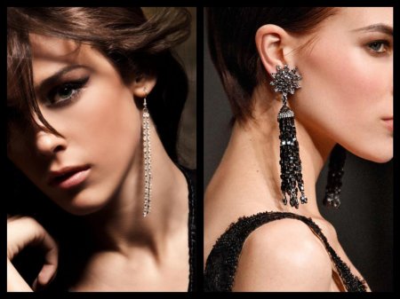 Красивые серьги бижутерия длинные