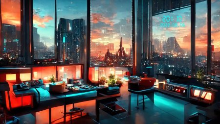 Интерьер киберпанк