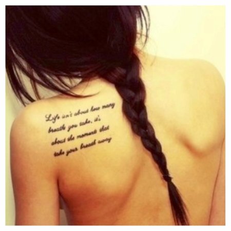 Татуировки для девушек на спине надписи