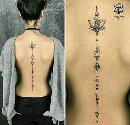 Тату по позвоночнику женские
