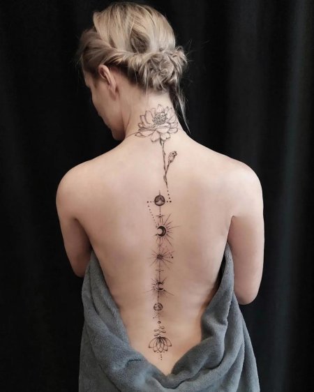 Эскизы тату на позвоночнике для девушек