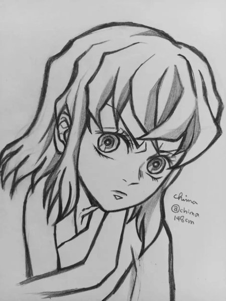 Аниме клинок рассекающий демонов карандашом