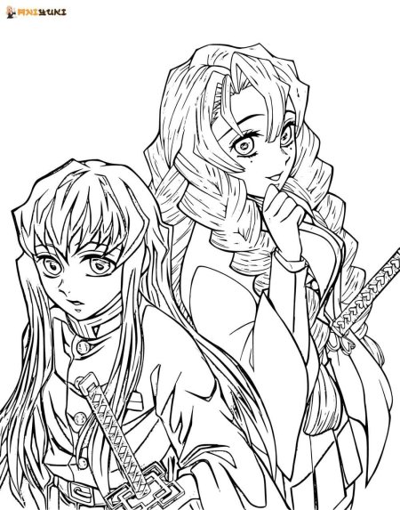 Раскраска аниме клинок рассекающий демонов