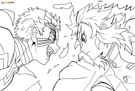 Раскраска клинок рассекающий демонов ренгоку