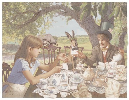 Алиса в стране чудес чаепитие иллюстрации