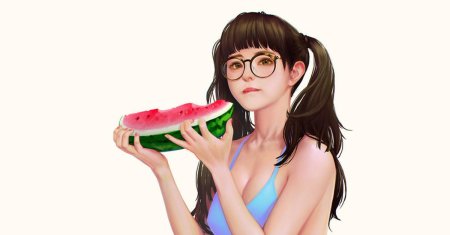 Девушка с арбузом арт