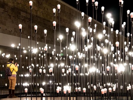 Световая инсталляция из лампочек