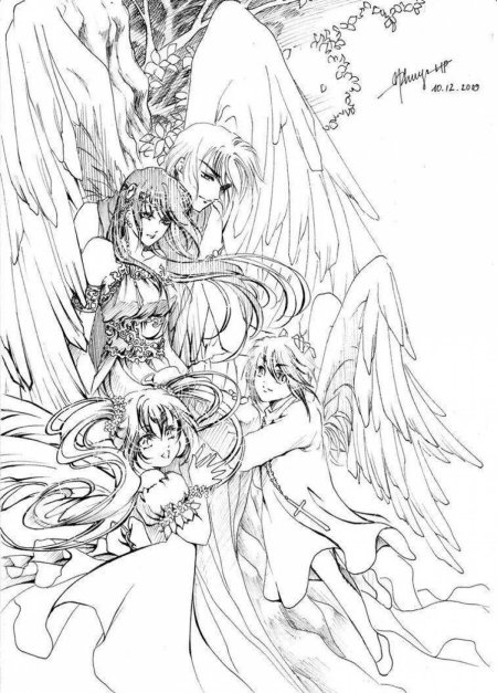 Раскраски аниме ангелы и демоны