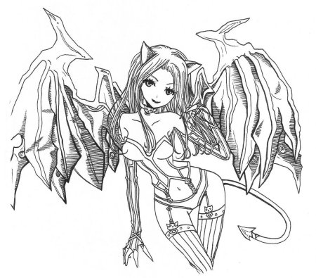 Раскраска демон девушка