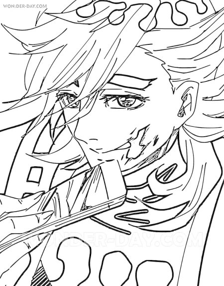 Раскраска клинок рассекающий демонов ренгоку