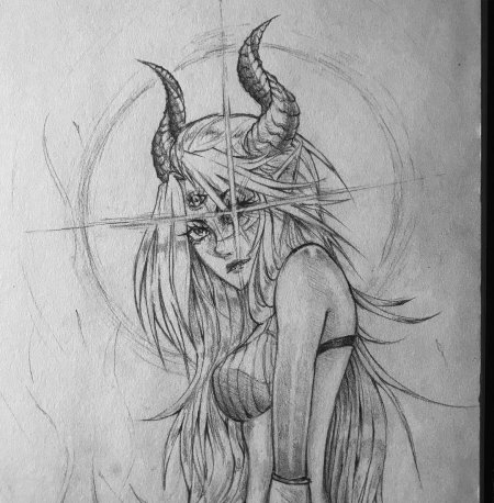 Рисунок демона карандашом