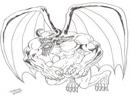 Эскиз демон горгулья