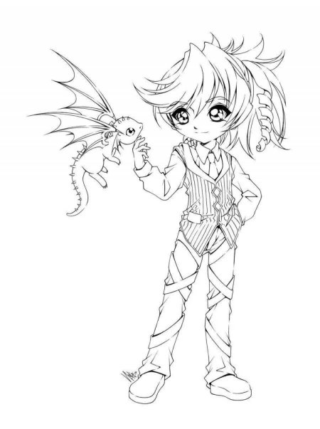 Раскраска аниме мальчик