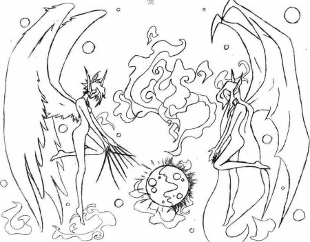 Раскраски демонов и ангелов