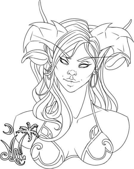 Раскраска демон девушка