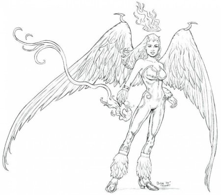 Раскраска ангел и демон
