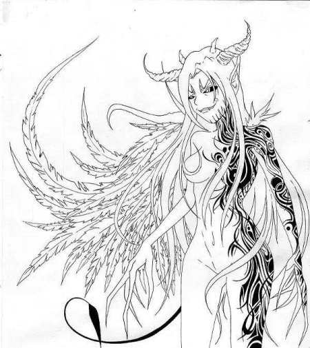 Раскраски демонов и ангелов