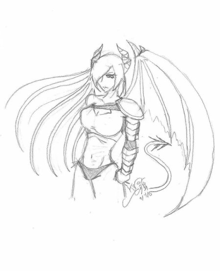 Девушка демон рисунок