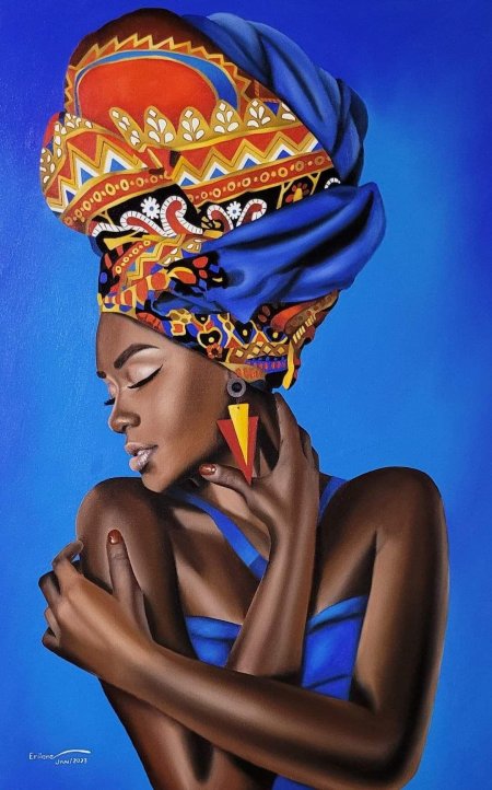 Картина африканка в тюрбане