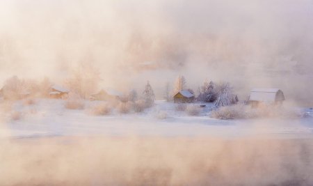 Зимний пейзаж с туманом