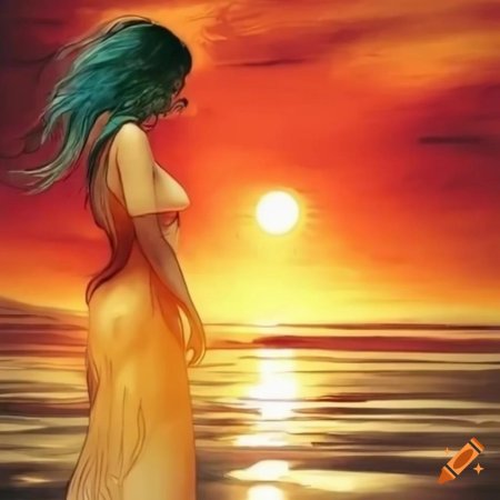 Закат и девушка