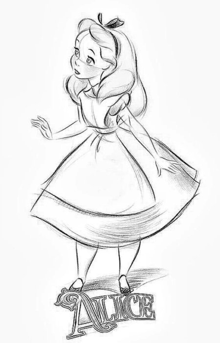 Алиса в стране чудес рисунки для срисовки