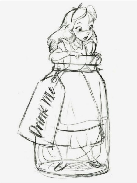 Алиса в стране чудес рисунок легкий