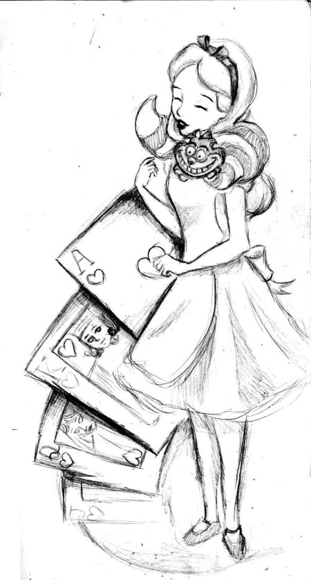 Рисунок алиса в стране чудес легко