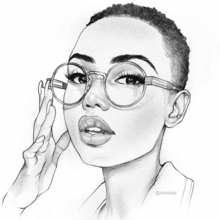 Рисунок девушка в очках