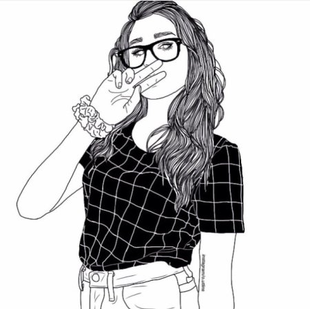Раскраска девушка в очках