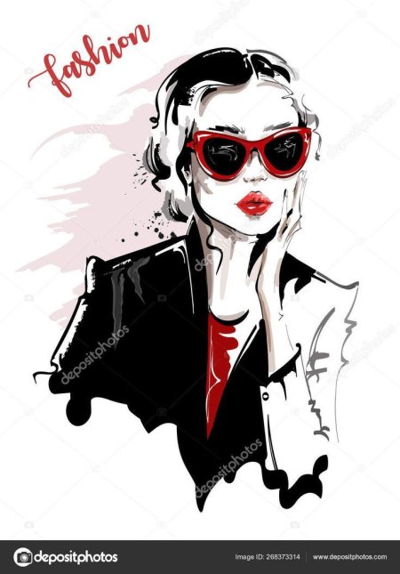 Женщина в очках рисунок